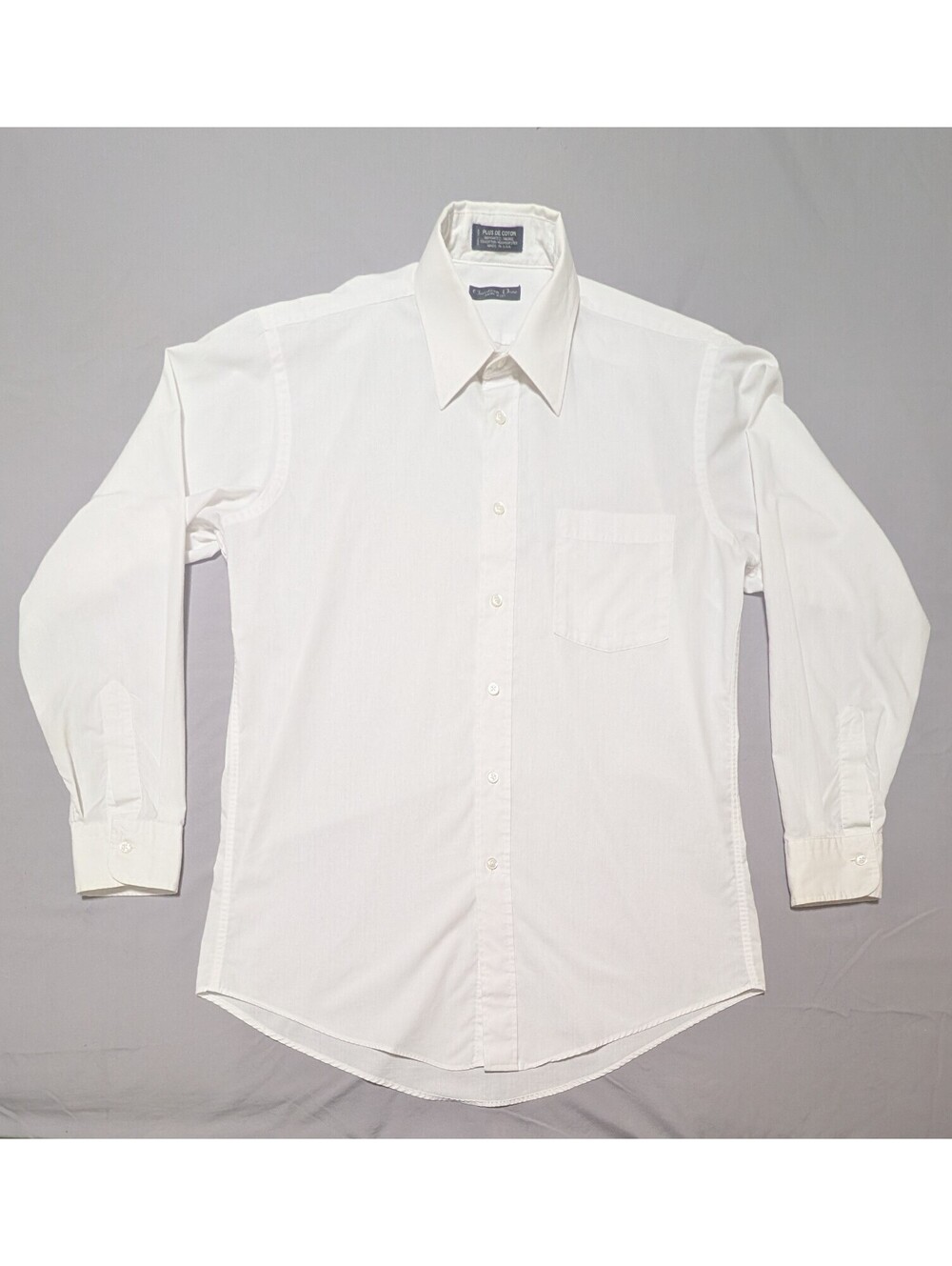 Vintage Christian Dior Monsieur Dress Shirt White 15.5 32/33 Plus de Coton USA